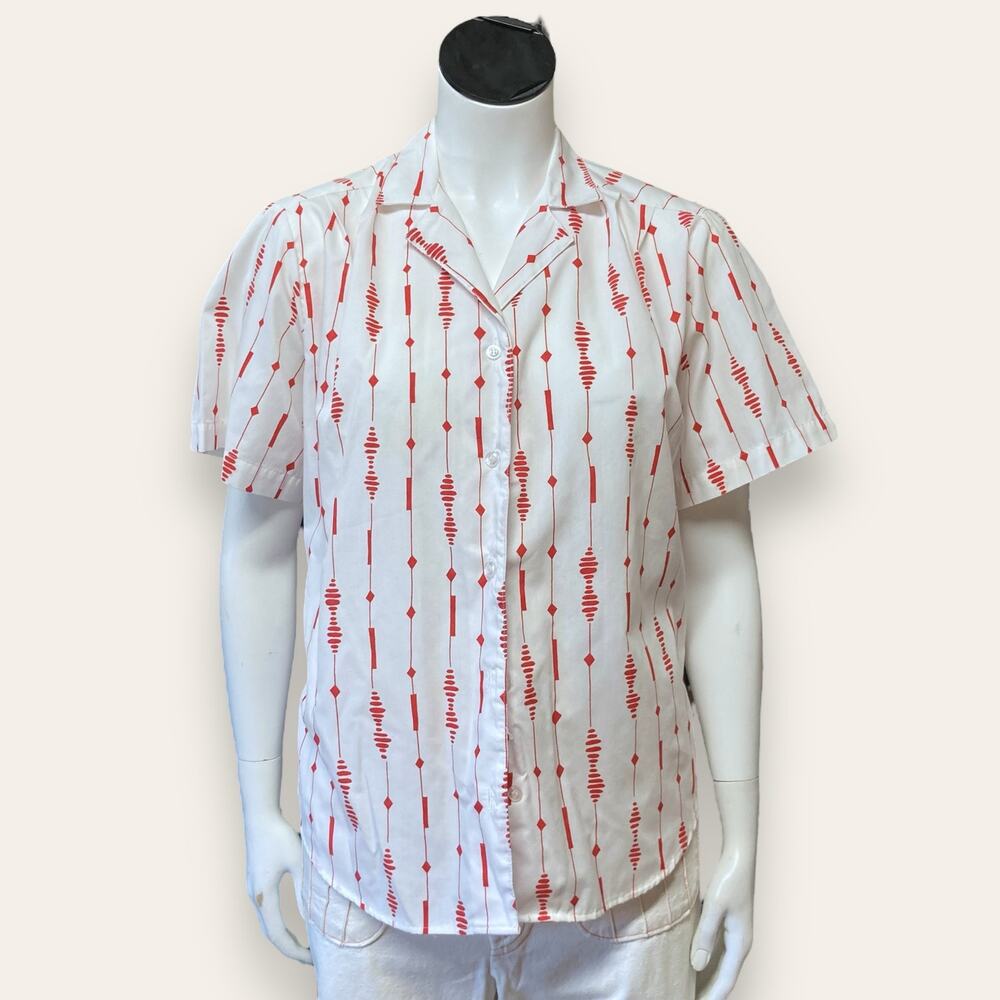 Classic fashions, size 6 red and white button up cotton and polyester blend